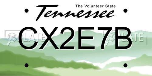 CX2E7B Tennessee License Plate