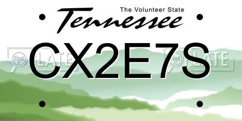 CX2E7S Tennessee License Plate