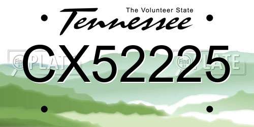 CX52225 Tennessee License Plate