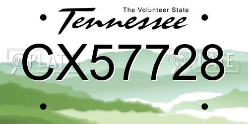CX57728 Tennessee License Plate