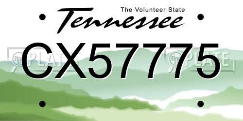 CX57775 Tennessee License Plate