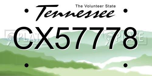 CX57778 Tennessee License Plate