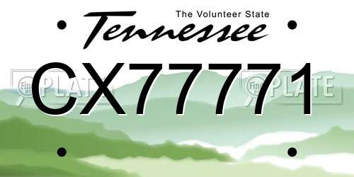 CX77771 Tennessee License Plate