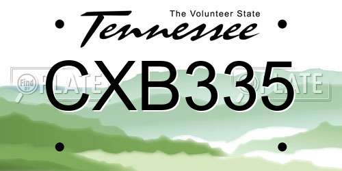 CXB335 Tennessee License Plate