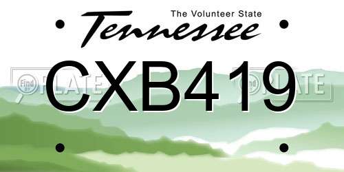 CXB419 Tennessee License Plate