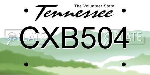 CXB504 Tennessee License Plate