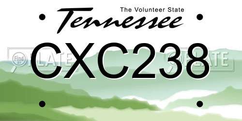 CXC238 Tennessee License Plate