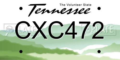 CXC472 Tennessee License Plate