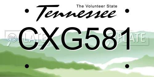 CXG581 Tennessee License Plate