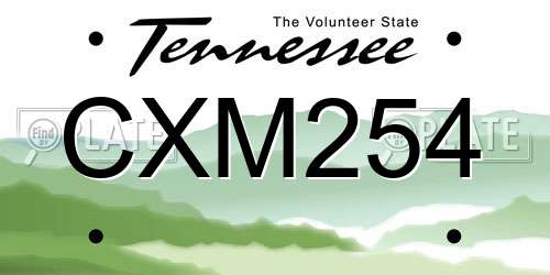 CXM254 Tennessee License Plate