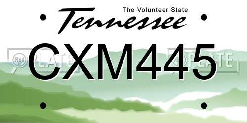 CXM445 Tennessee License Plate