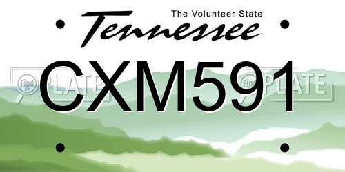 CXM591 Tennessee License Plate
