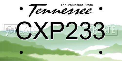 CXP233 Tennessee License Plate