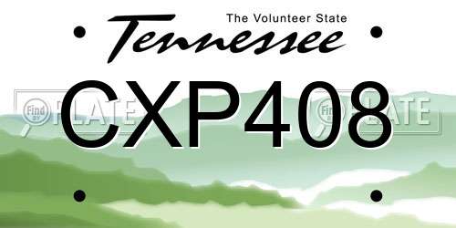 CXP408 Tennessee License Plate