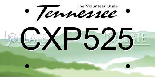 CXP525 Tennessee License Plate