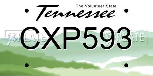 CXP593 Tennessee License Plate