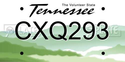CXQ293 Tennessee License Plate