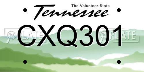 CXQ301 Tennessee License Plate