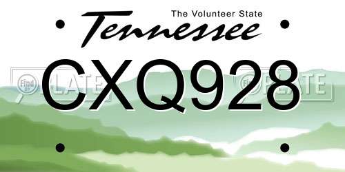 CXQ928 Tennessee License Plate