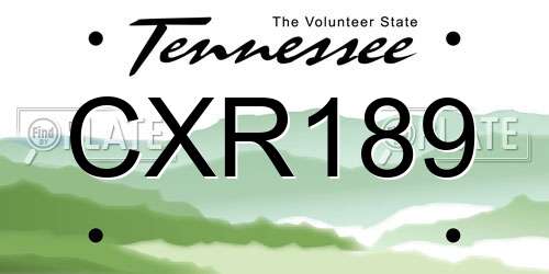 CXR189 Tennessee License Plate