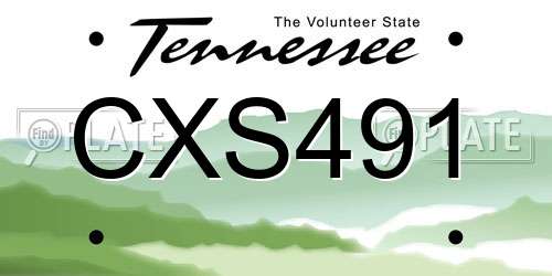 CXS491 Tennessee License Plate