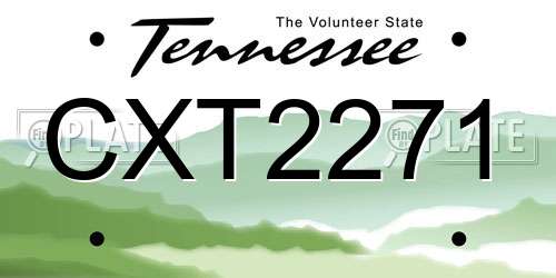 CXT2271 Tennessee License Plate