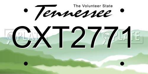 CXT2771 Tennessee License Plate