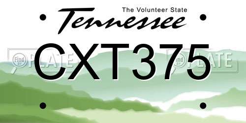 CXT375 Tennessee License Plate