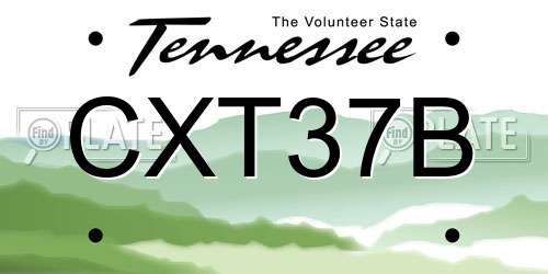 CXT37B Tennessee License Plate