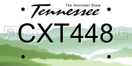 CXT448 Tennessee License Plate