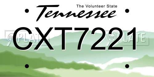 CXT7221 Tennessee License Plate