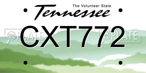 CXT772 Tennessee License Plate