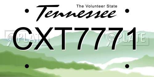 CXT7771 Tennessee License Plate