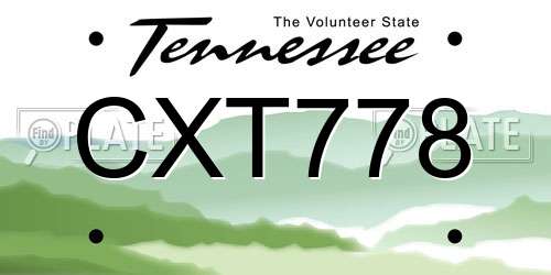 CXT778 Tennessee License Plate