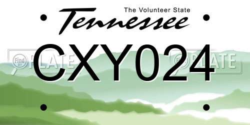 CXY024 Tennessee License Plate