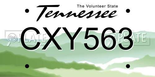 CXY563 Tennessee License Plate