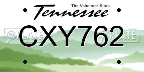 CXY762 Tennessee License Plate
