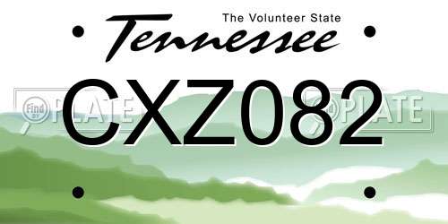 CXZ082 Tennessee License Plate