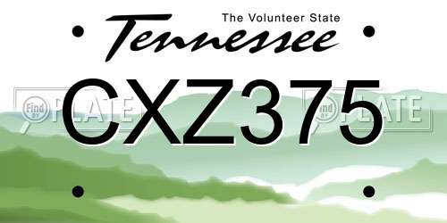 CXZ375 Tennessee License Plate