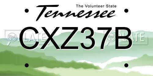 CXZ37B Tennessee License Plate