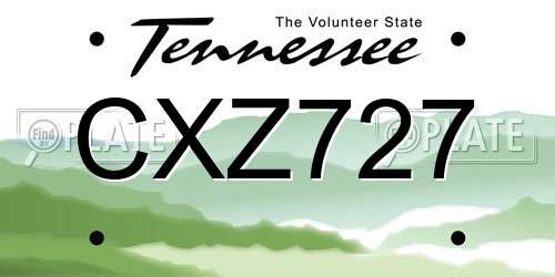 CXZ727 Tennessee License Plate