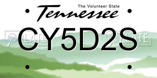 CY5D2S Tennessee License Plate