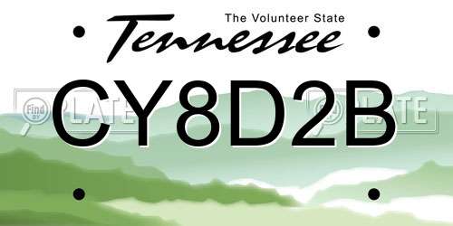 CY8D2B Tennessee License Plate