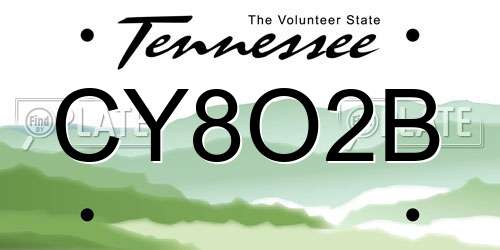 CY8O2B Tennessee License Plate