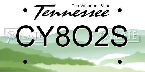 CY8O2S Tennessee License Plate