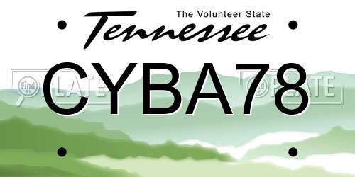 CYBA78 Tennessee License Plate