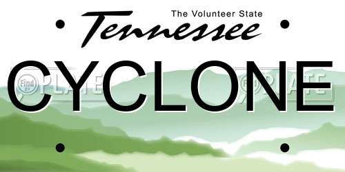 CYCLONE Tennessee License Plate