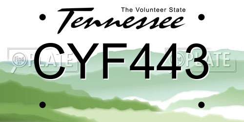 CYF443 Tennessee License Plate