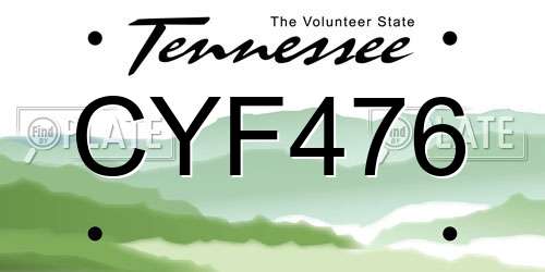 CYF476 Tennessee License Plate