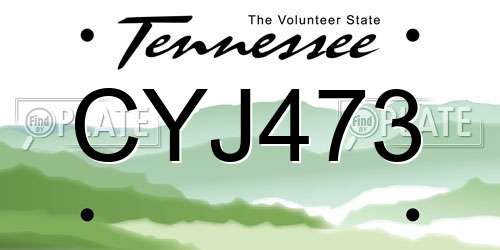 CYJ473 Tennessee License Plate